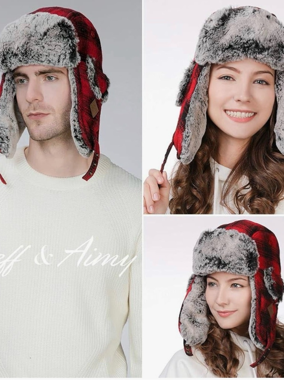 Red Plaid Faux Fur Bomber Hat